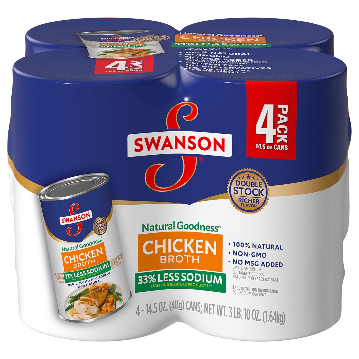 slide 1 of 1, Swanson Natural Goodness Chicken Broth (Pack of 4), 4 ct