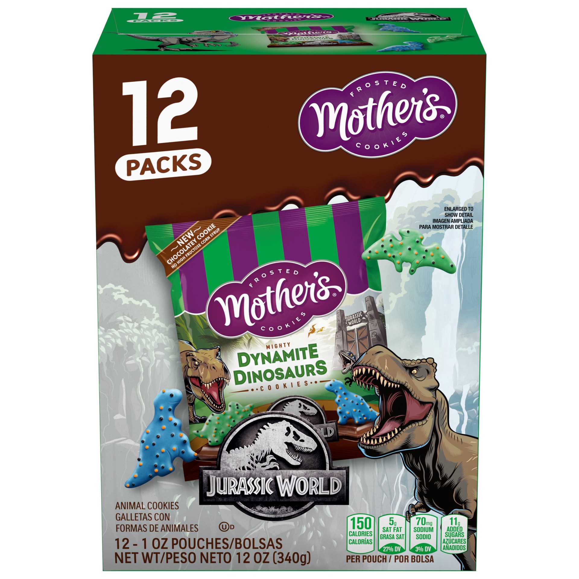 slide 1 of 1, Mother's Jurassic World Dynamite Dinosaurs Cookies 1 oz Bags, 12 ct