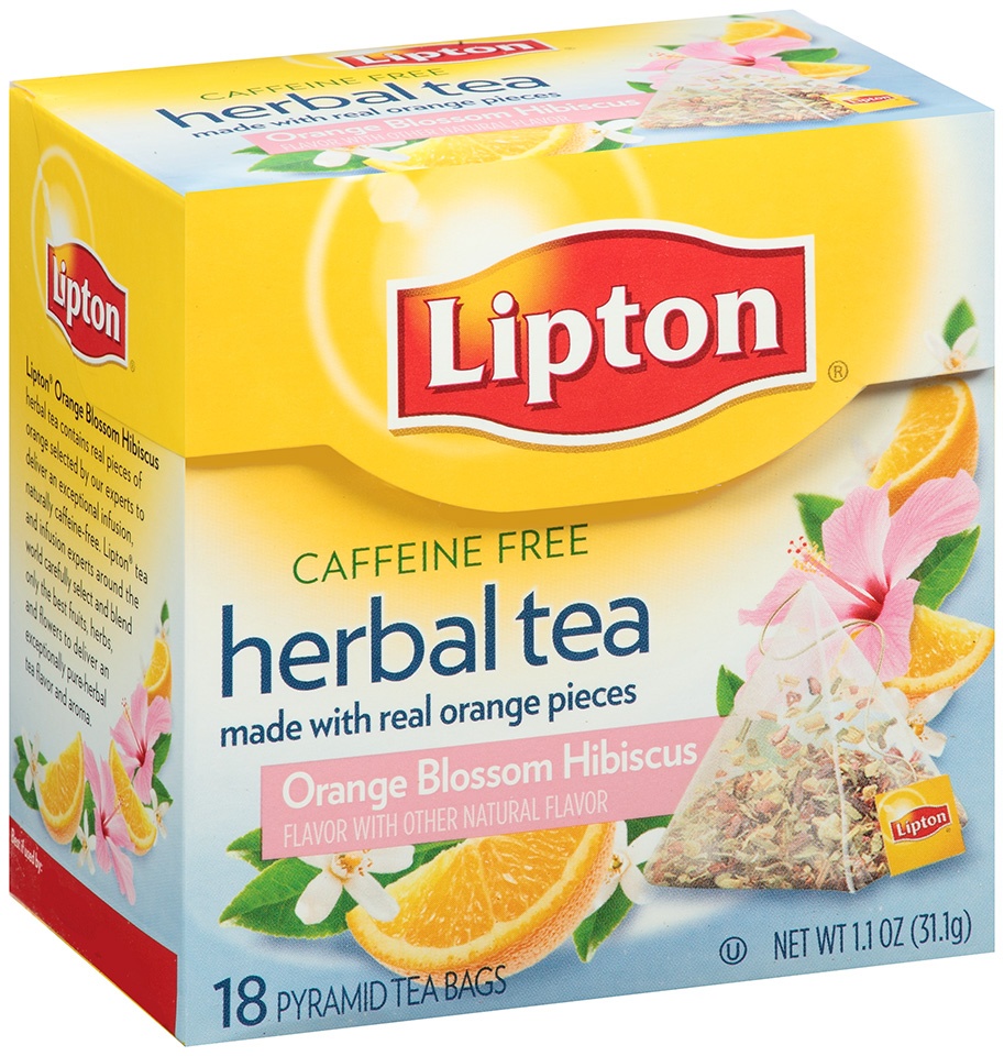 slide 1 of 1, Lipton Caffeine Free Orange Blossom Hibiscus Herbal Pyramid Tea Bags, 18 ct; 1.1 oz