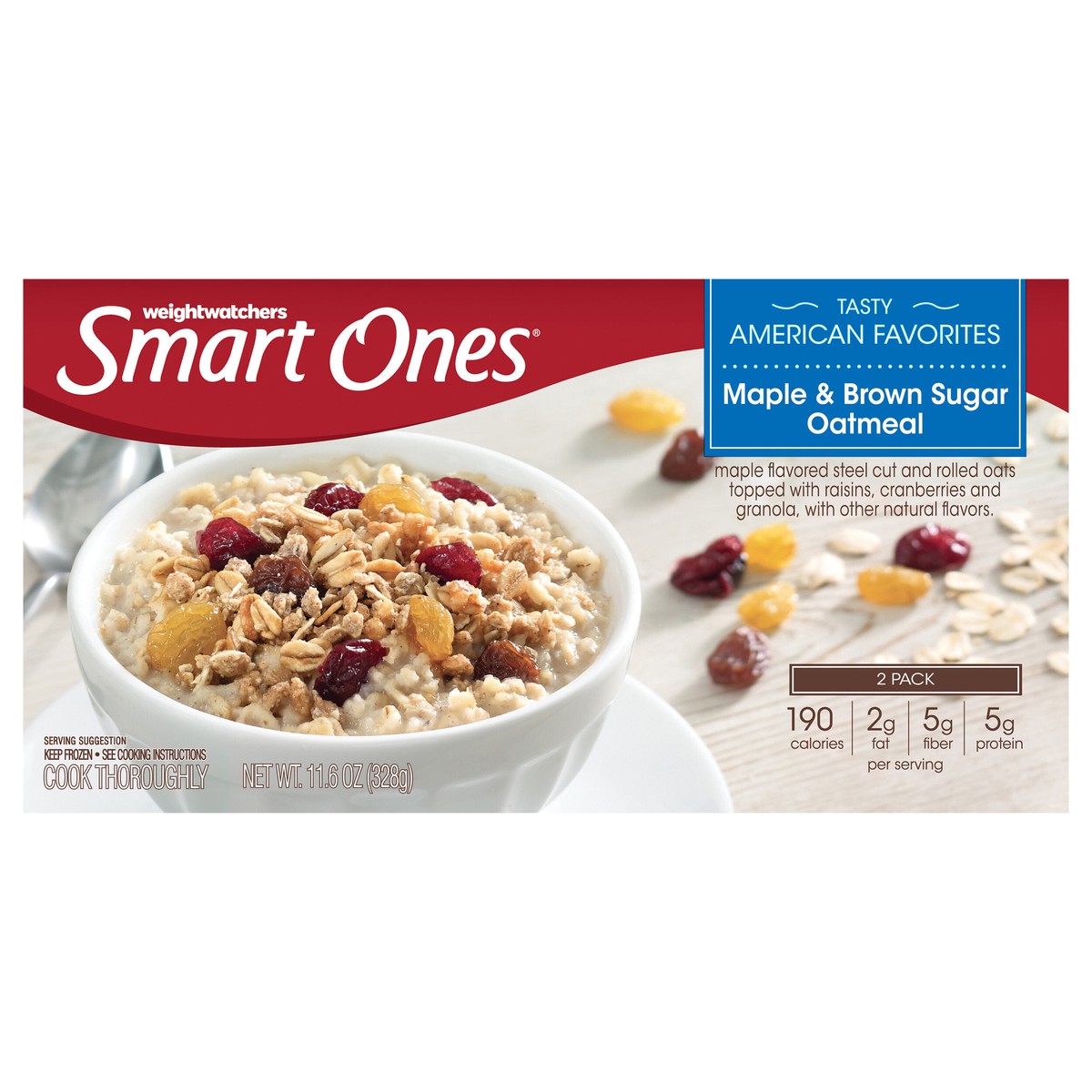 slide 1 of 11, Smart Ones Tasty American Favorites Maple & Brown Sugar Oatmeal 11.6 oz Box, 2 ct