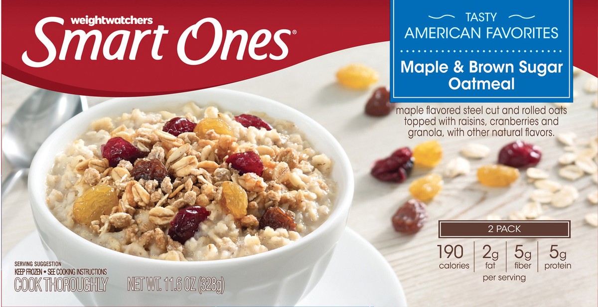 slide 10 of 11, Smart Ones Tasty American Favorites Maple & Brown Sugar Oatmeal 11.6 oz Box, 2 ct