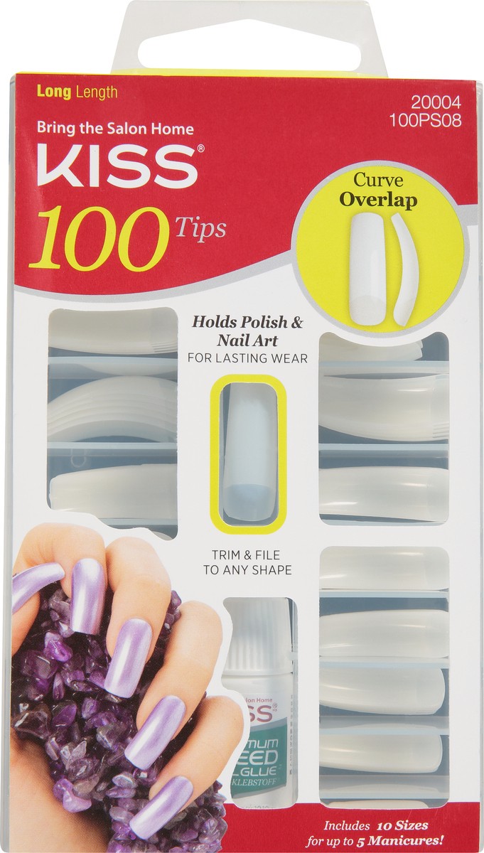 slide 1 of 5, Kiss Long Length Curve Overlap Nail Tips 100 ea, 100 ct