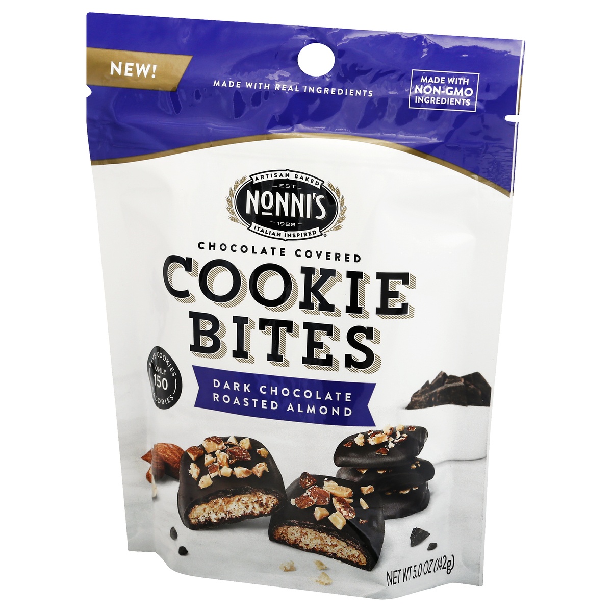 slide 3 of 10, Nonni's Dark Chocolate Roasted Almond Cookie Bites, 5 oz