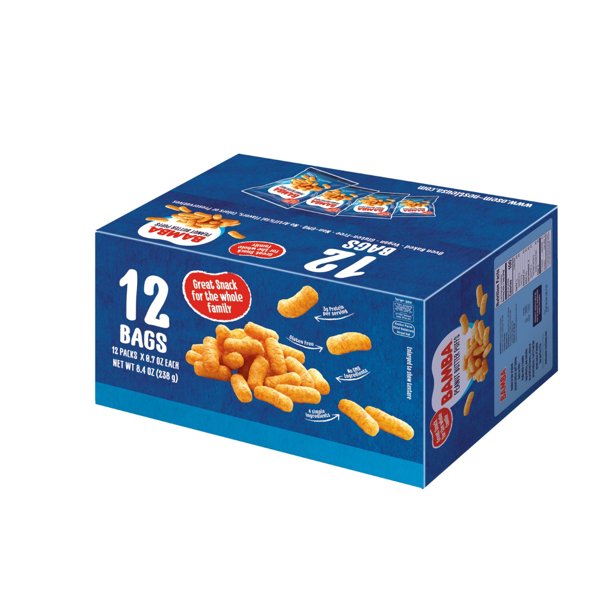 slide 1 of 5, Gratify Bamba Osem Puffs Peanut Butter, 12 count, .07 oz., 12 ct, 0.07 oz