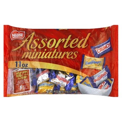 slide 1 of 1, Nestlé Assorted Miniatures Candy Bars, 11 oz