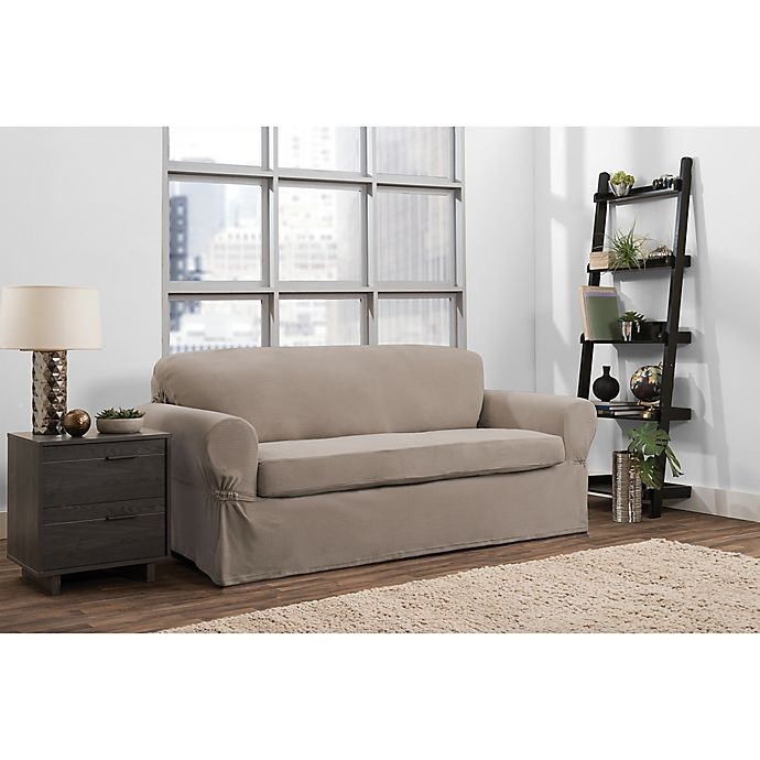 slide 1 of 2, Smart Fit Portland Stretch Sofa Slipcover - Taupe, 2 ct