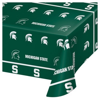 slide 1 of 1, Michigan State Spartans University Plastic Tablecloth, 1 ct