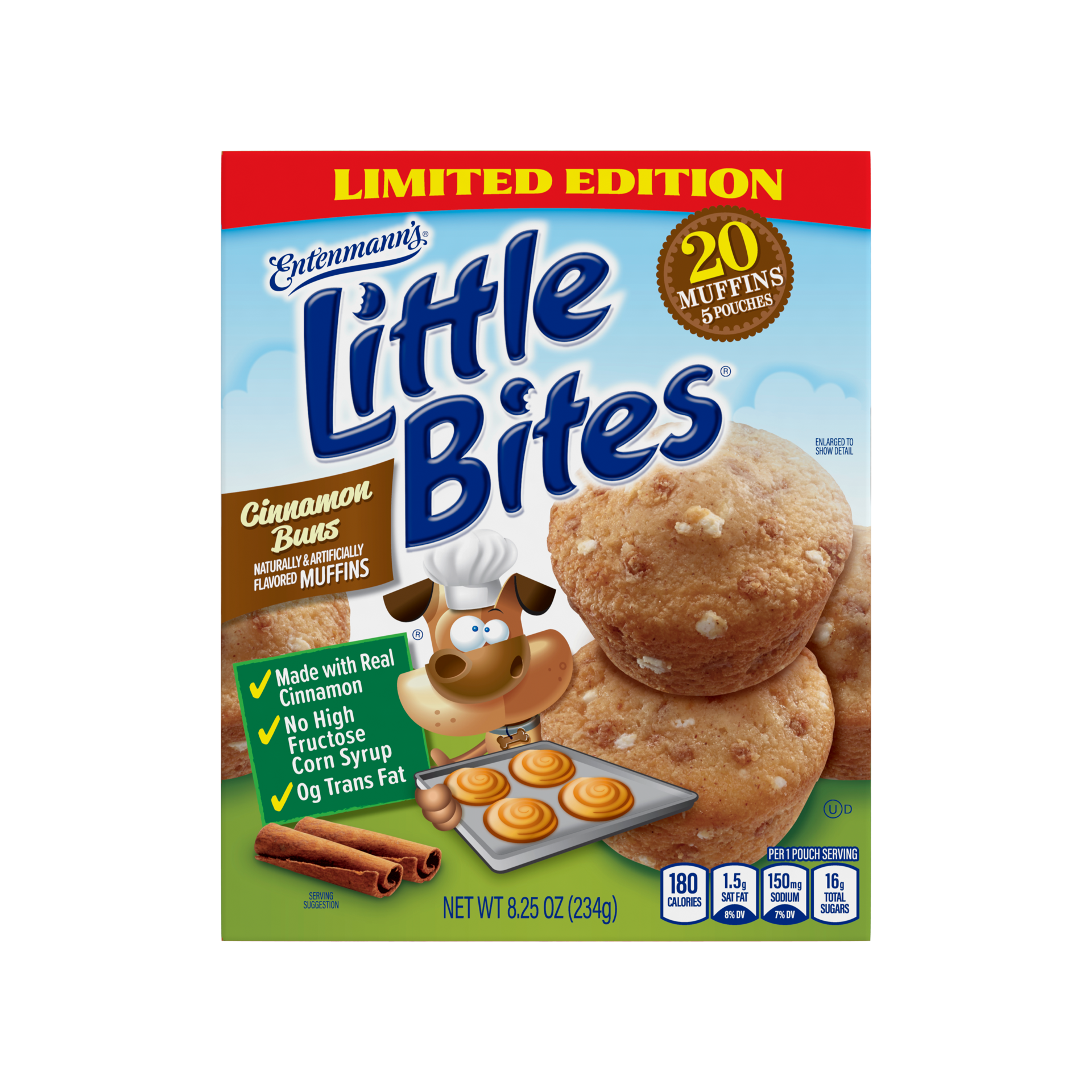 slide 1 of 3, Entenmann's Little Bites Cinnamon Bun Muffins, Limited Edition, 5 pouches, 8.25 oz, 5 ct