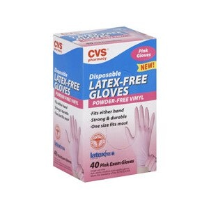 slide 1 of 1, CVS Pharmacy Cvs Disposable Latex-Free Pink Gloves, 40 ct