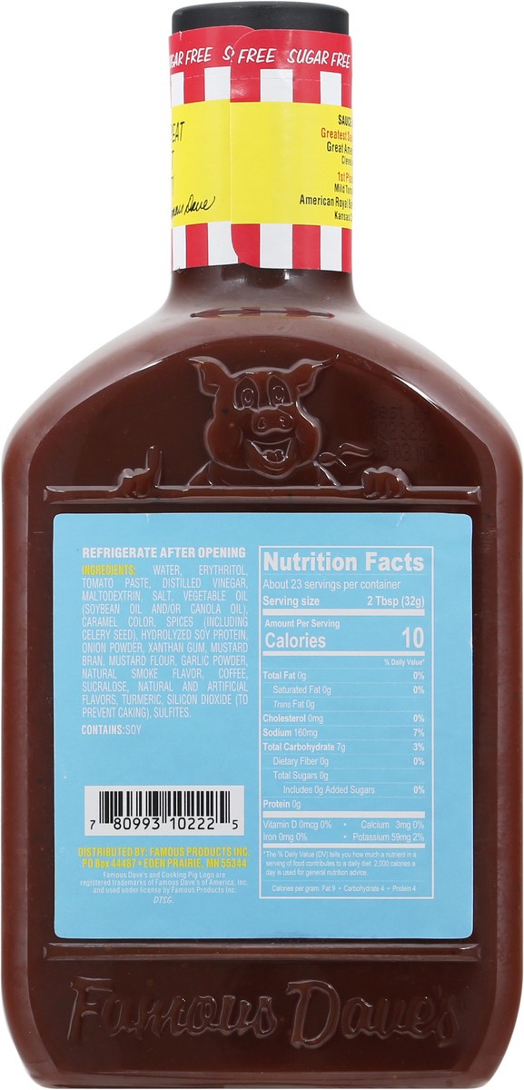 slide 11 of 13, Famous Dave's Gluten Free Sugar Free BBQ Sauce 25 oz, 25 oz