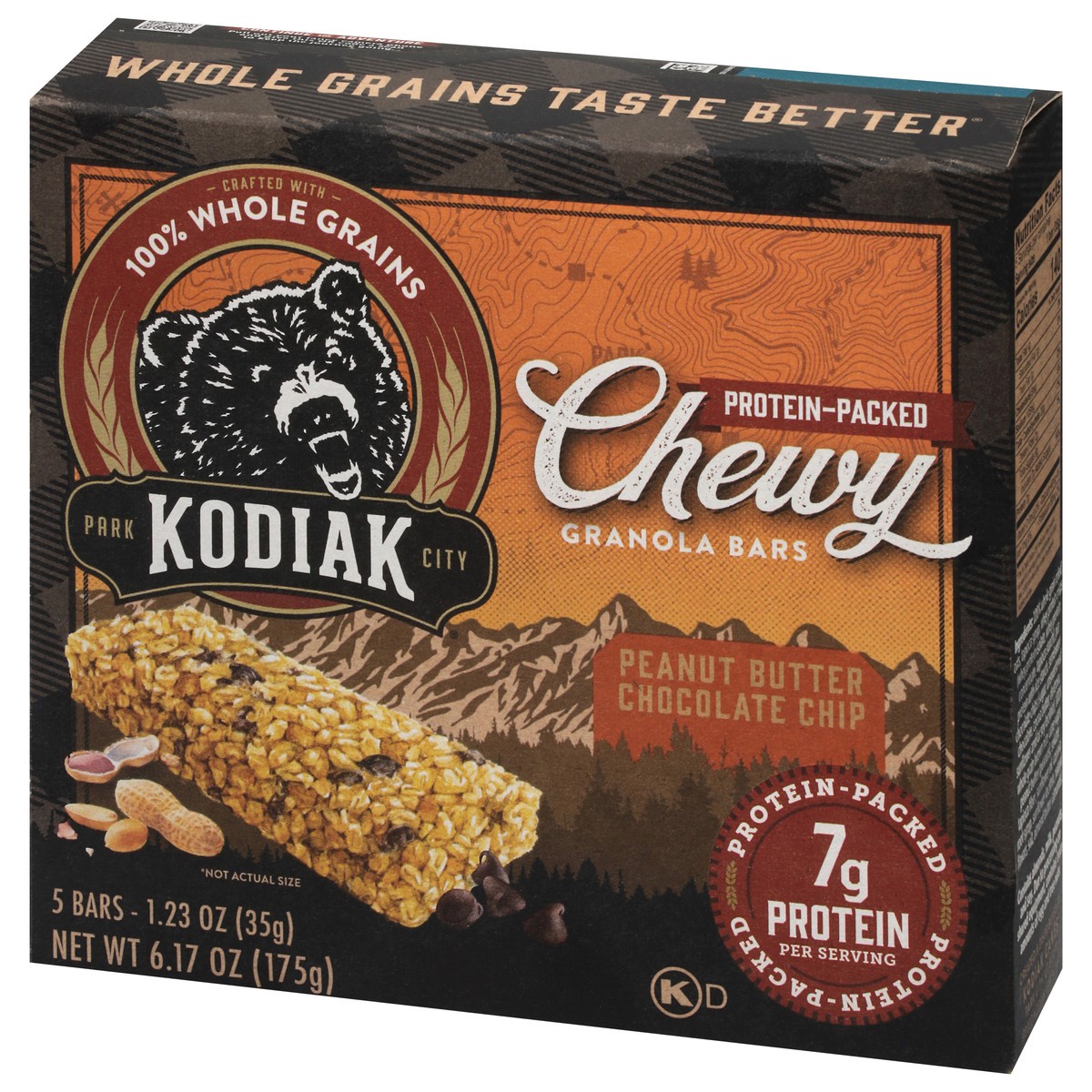 slide 5 of 14, Kodiak Cakes Chewy Peanut Butter Chocolate Chip Granola Bar 5 - 1.23 oz Bars, 5 ct