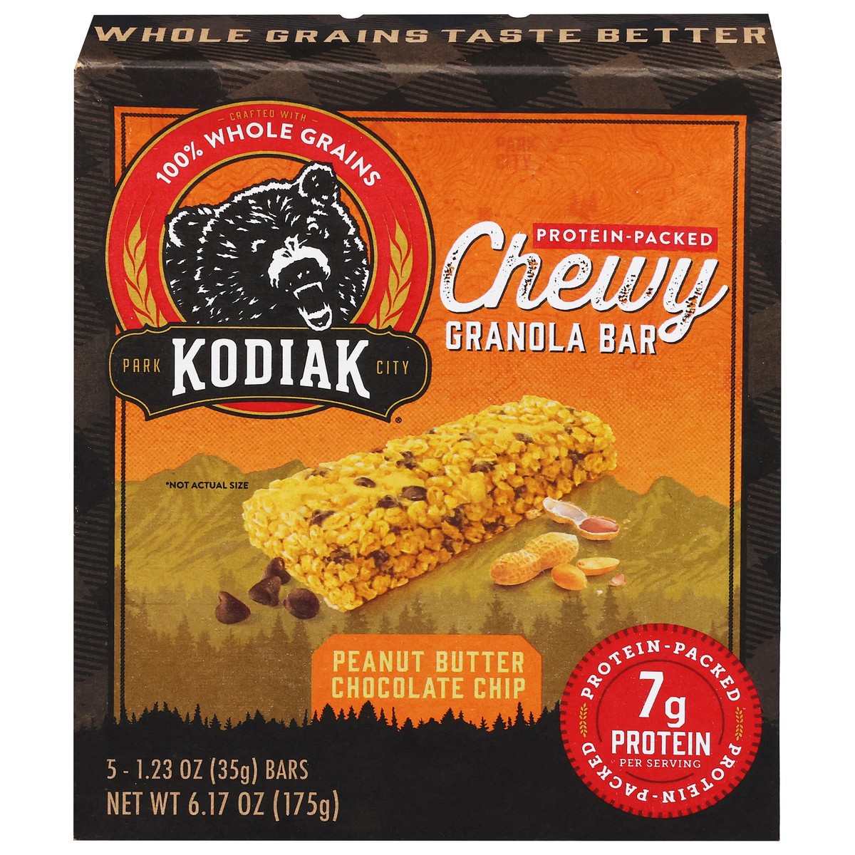 slide 1 of 14, Kodiak Cakes Chewy Peanut Butter Chocolate Chip Granola Bar 5 - 1.23 oz Bars, 5 ct