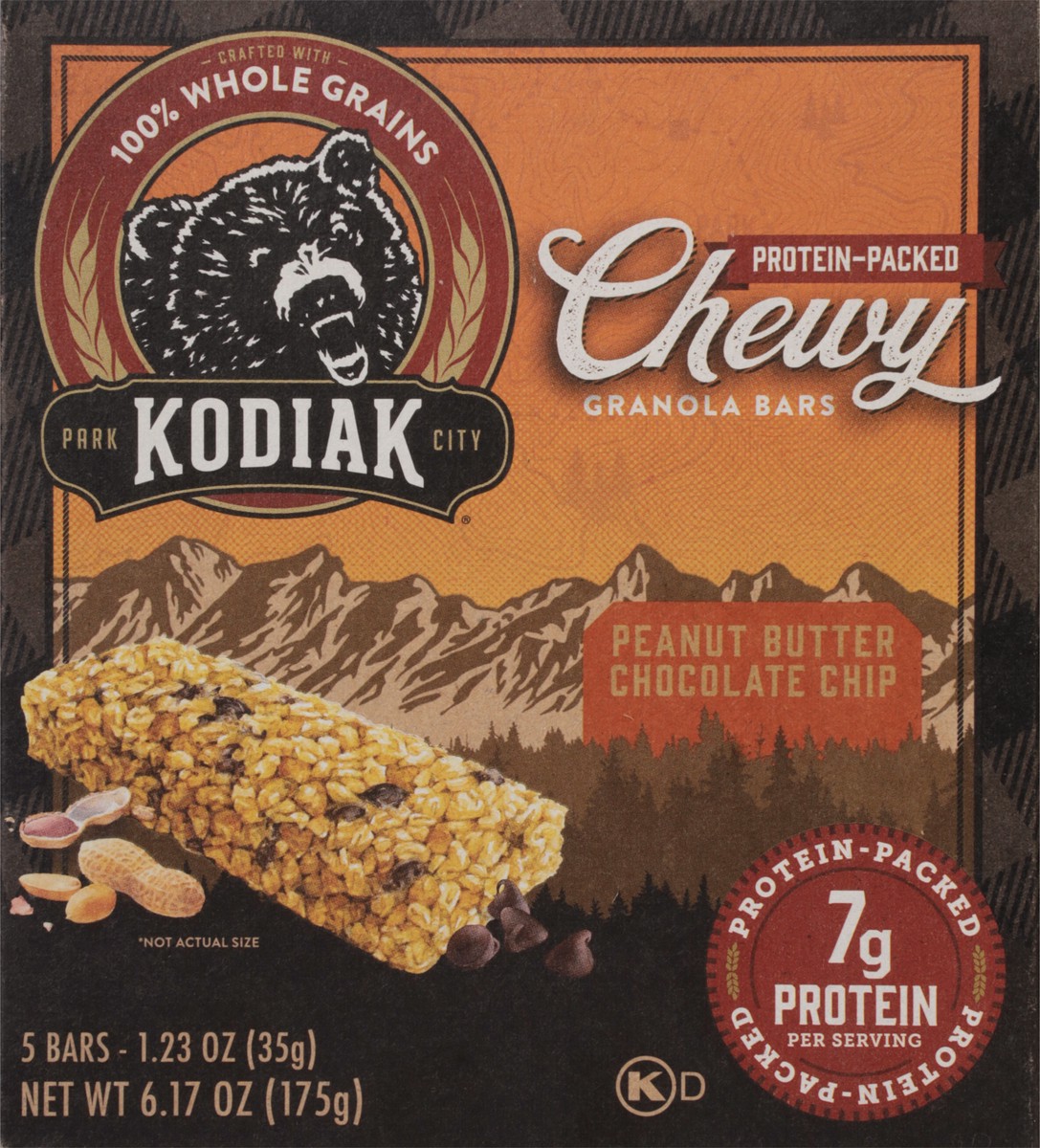 slide 7 of 14, Kodiak Cakes Chewy Peanut Butter Chocolate Chip Granola Bar 5 - 1.23 oz Bars, 5 ct