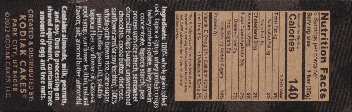 slide 14 of 14, Kodiak Cakes Chewy Peanut Butter Chocolate Chip Granola Bar 5 - 1.23 oz Bars, 5 ct