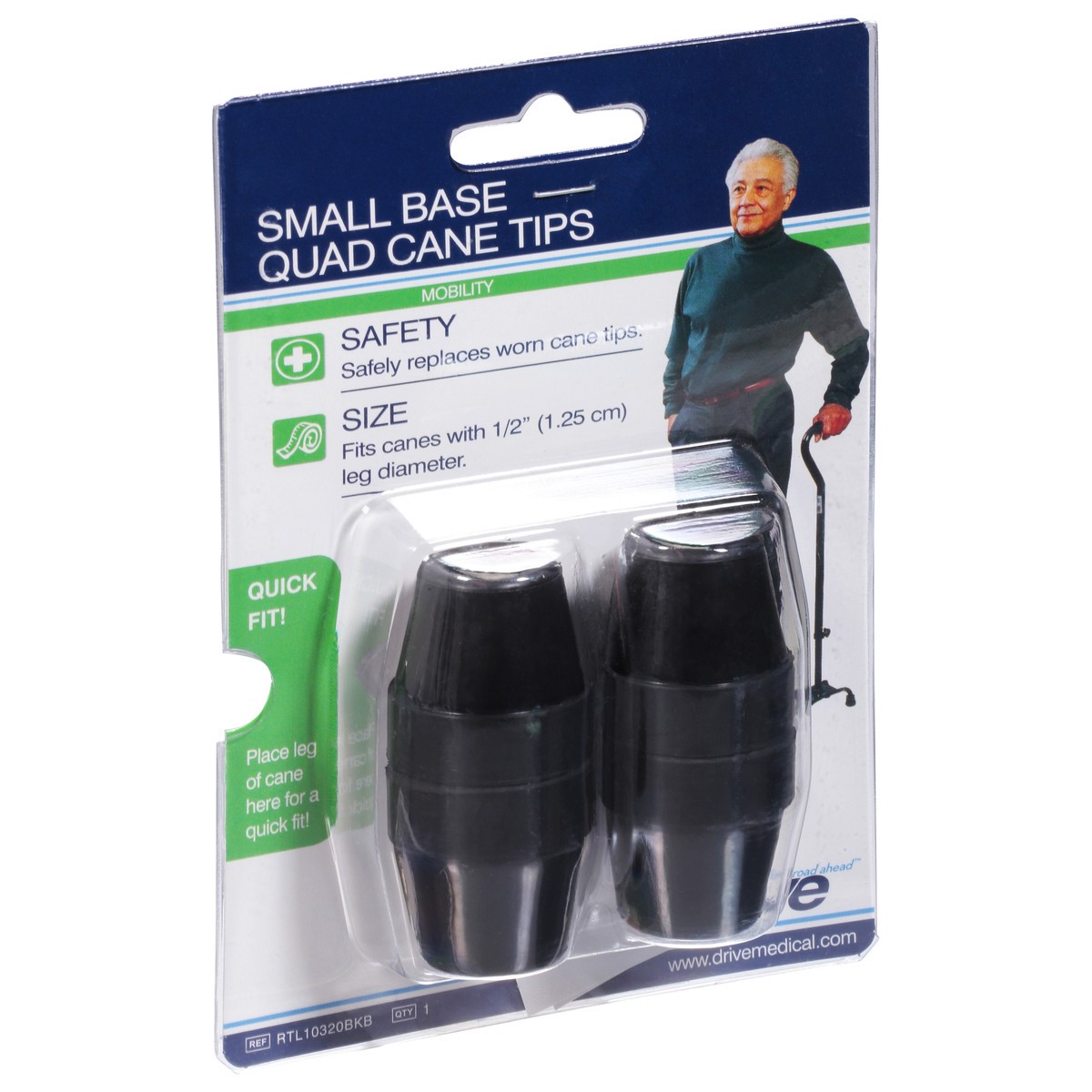 slide 4 of 9, Drive Medical Small Base Quad Cane Tips, Black, 1 ct