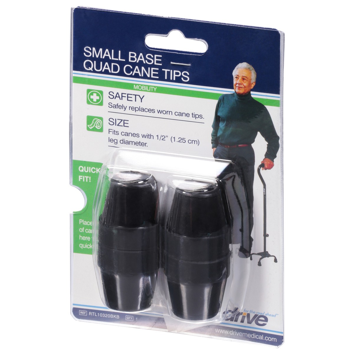 slide 5 of 9, Drive Medical Small Base Quad Cane Tips, Black, 1 ct