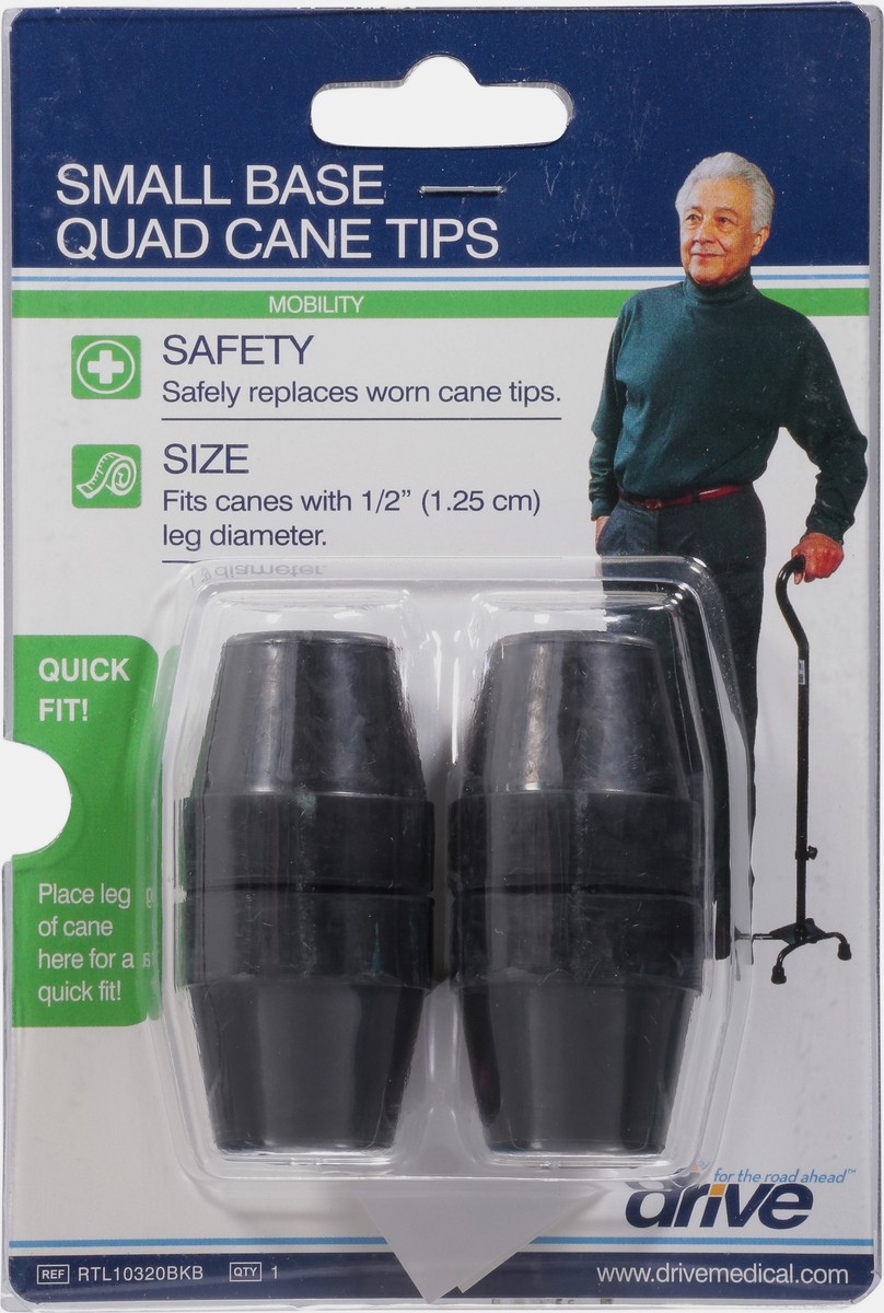 slide 2 of 9, Drive Medical Small Base Quad Cane Tips, Black, 1 ct