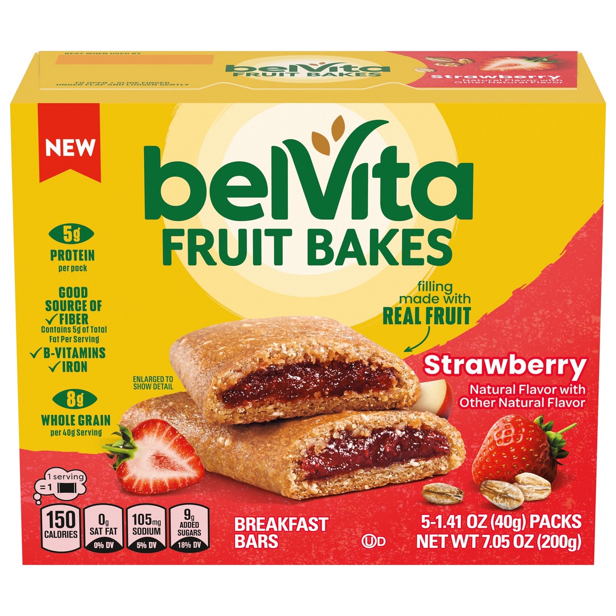 slide 1 of 13, belVita Strawberry Fruit Bakes Soft Baked Breakfast Bars, 5 Packs (2 Fruit Bars Per Pack), 5 ct