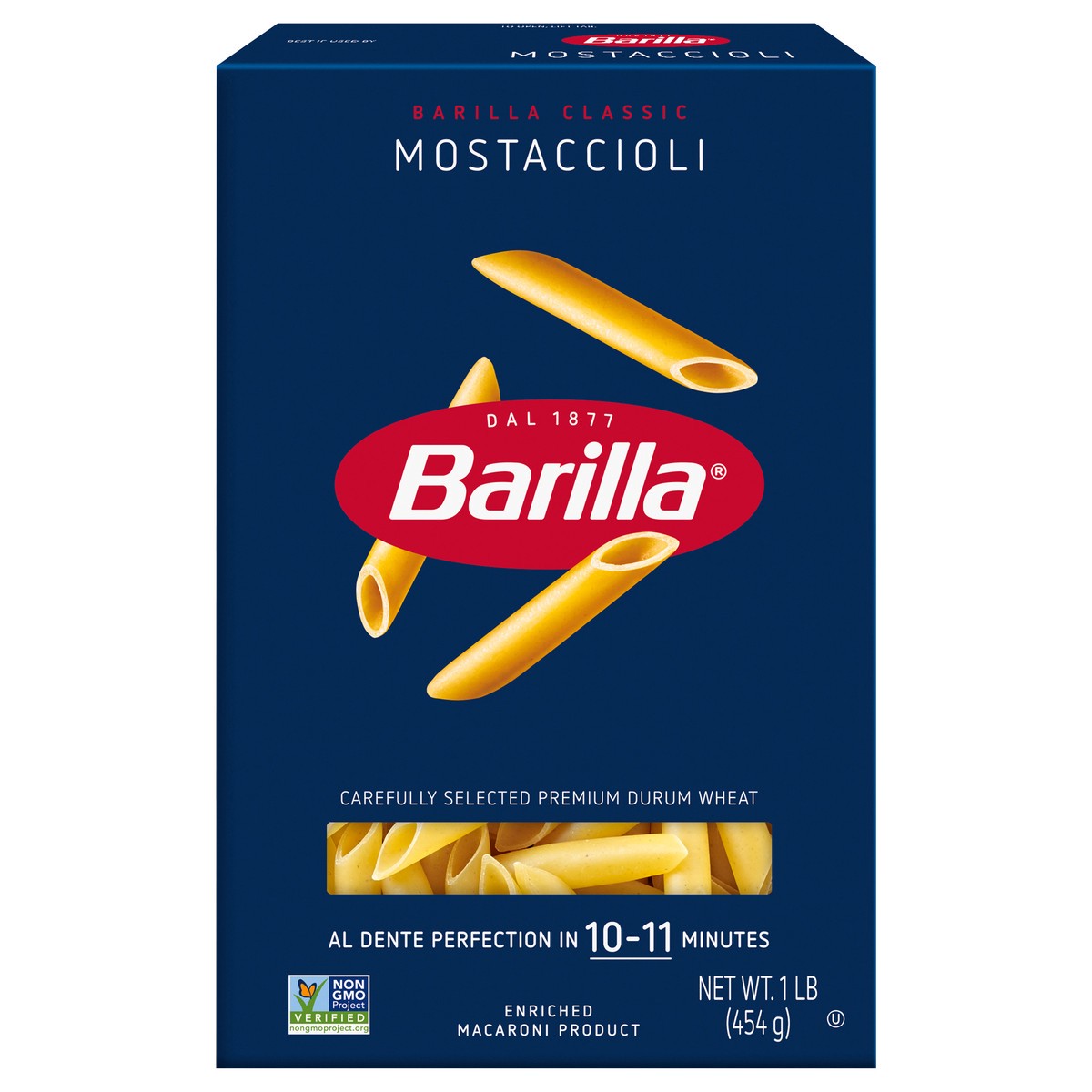 slide 1 of 11, Barilla Mostaccioli 1 lb, 1 lb