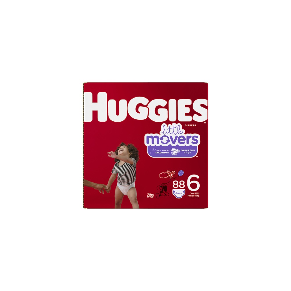 slide 2 of 3, Huggies Little Movers Size 6 Diapers, 88 ct