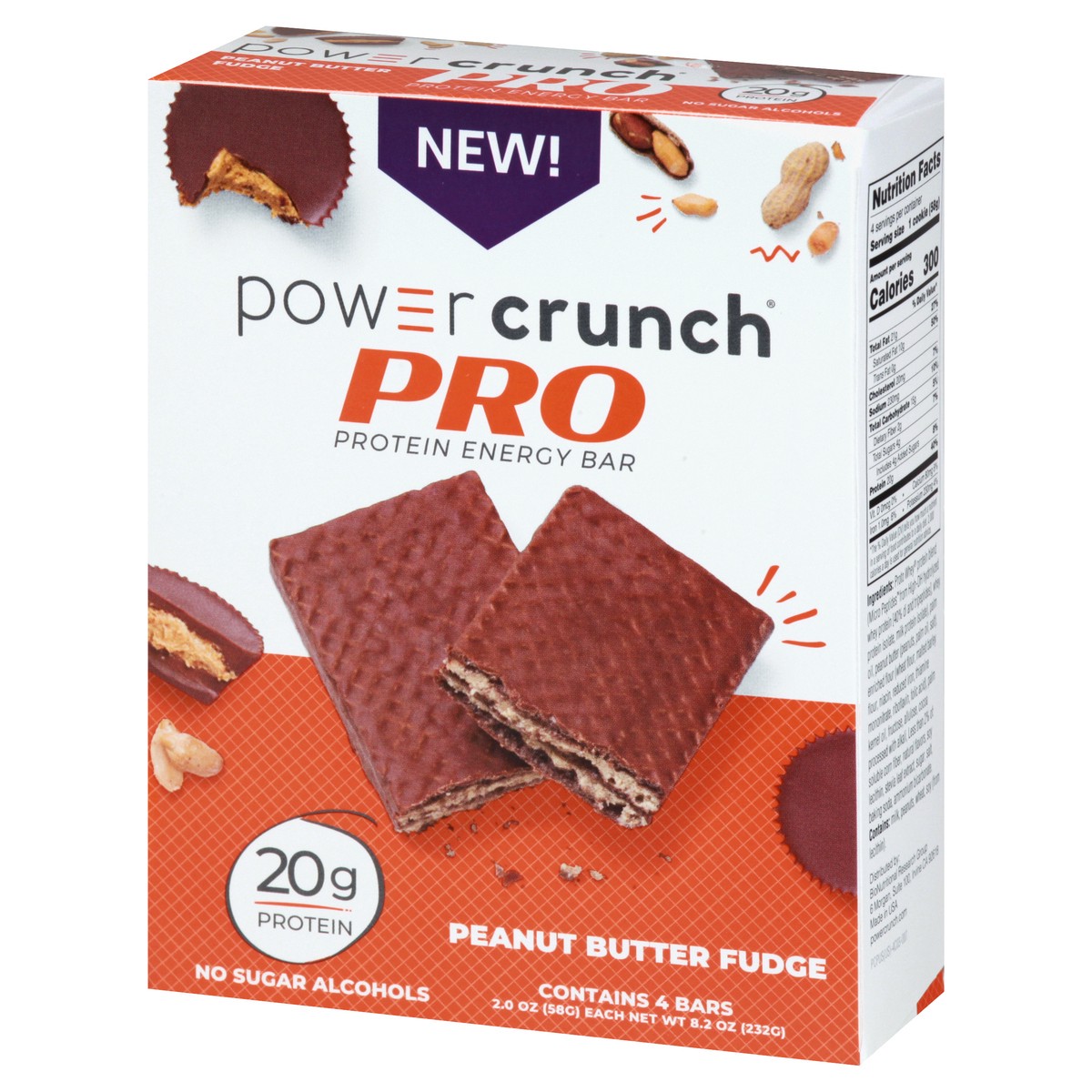 slide 9 of 10, Power Crunch Pro Peanut Butter Fudge Protein Energy Bar 4 ea, 4 ct