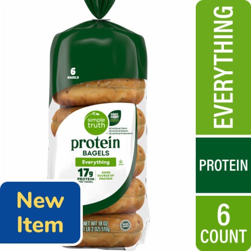 slide 1 of 5, Simple Truth Protein Everything Bagels, 18 oz