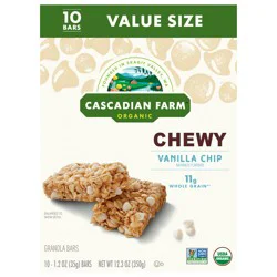Cascadian Farm Organic Vanilla Chip Chewy Granola Bars, Value Size, 10 Bars, 12.3 oz.