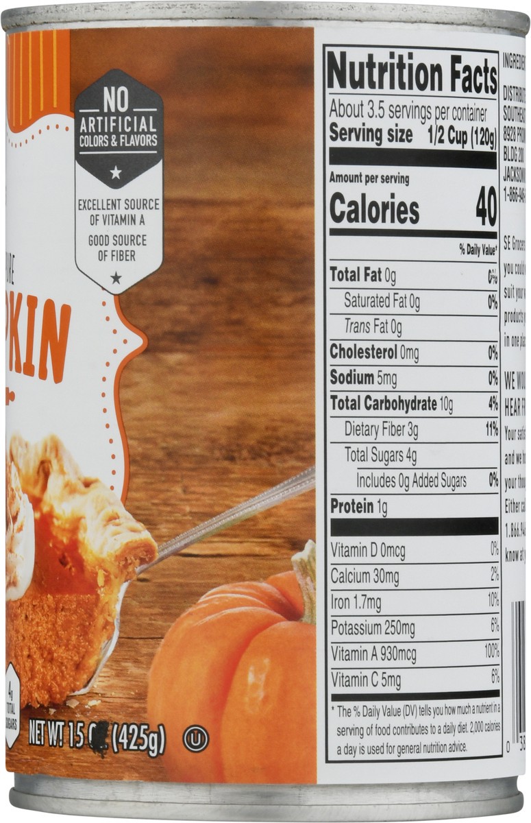 slide 8 of 13, SE Grocers  Pure Pack Pumpkin, 15 oz