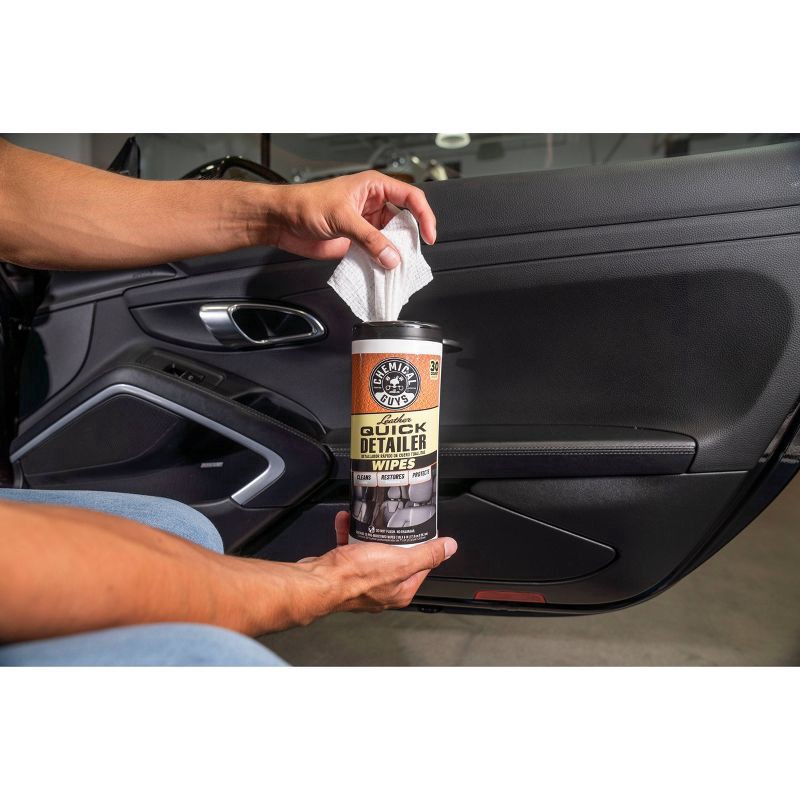 slide 4 of 5, Chemical Guys Leather Quik Detailer Wipes, 30 ct