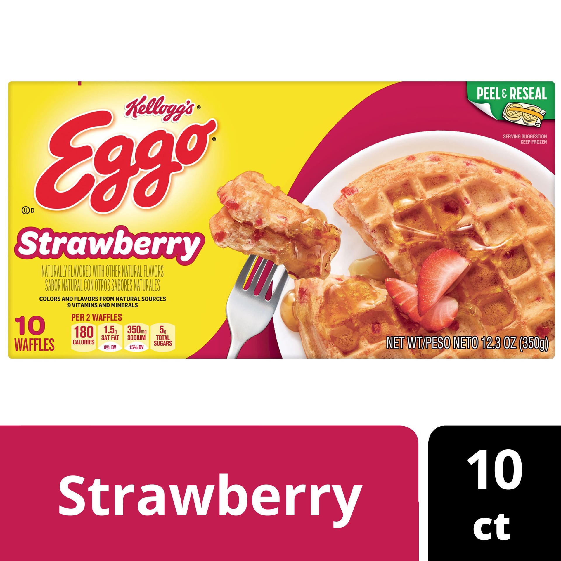 slide 1 of 5, Eggo Frozen Waffles, Strawberry, 12.3 oz, 10 Count, 10 ct; 1.23 oz