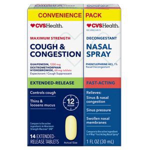 slide 1 of 1, Cvs Health Cough & Congestion + Nasal Spray Combo Pack, 1 ct