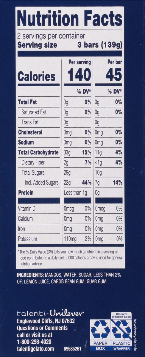 slide 9 of 9, Talenti Alphonso Mango Frozen Mini Sorbetto Bars - 6pk/11.1 fl oz, 6 ct, 11.1 fl oz