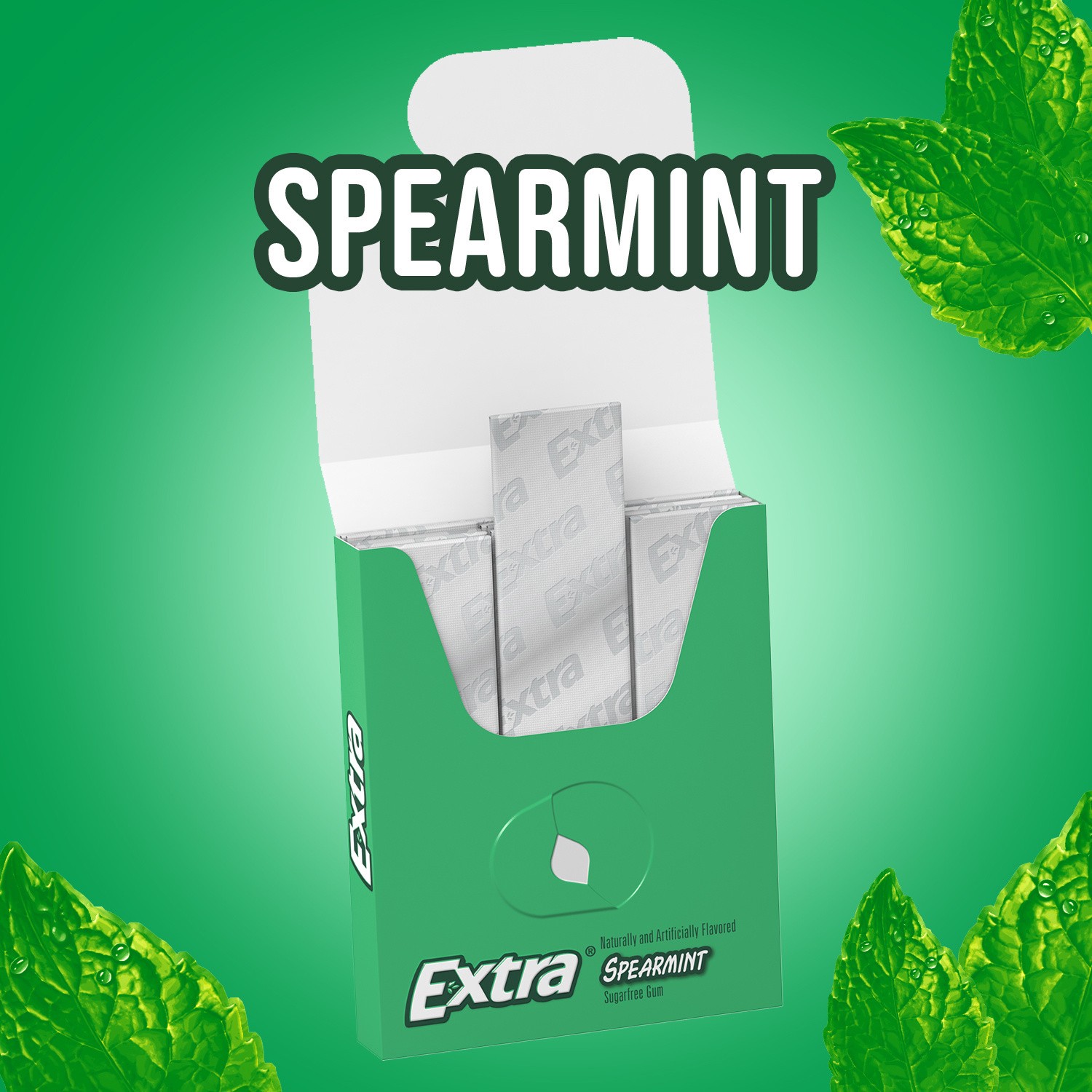 slide 7 of 8, EXTRA Gum Spearmint Sugar Free Chewing Gum, Single Pack, 15 Stick, 15 ct