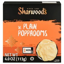 Sharwood's Plain Poppaooms 16 Each