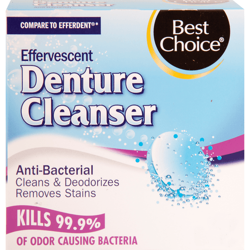 slide 1 of 1, Best Choice Effervescent Denture Cleanser Antibacterial, 40 ct