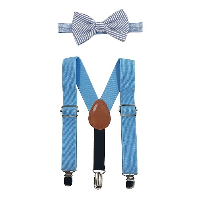 slide 1 of 1, Toby Fairy Benji Plaid Bow Tie and Suspender Set - Blue/Pink, 2 ct