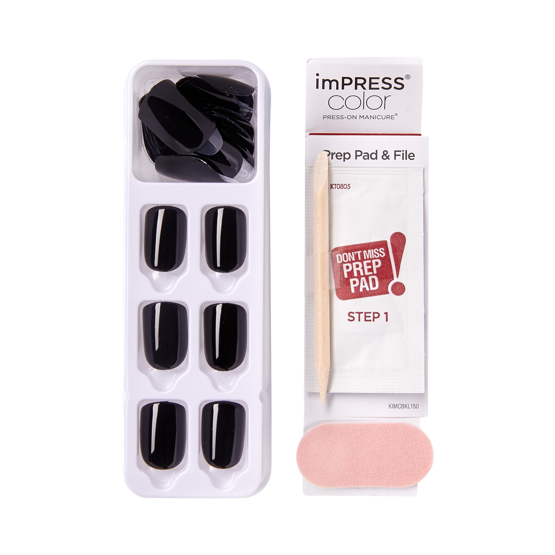slide 5 of 5, imPRESS Color Press-On Nails, No Glue Needed, Black, Short Square, 33 Ct., 33 ct