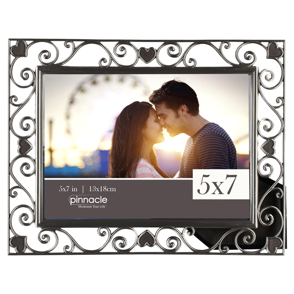 slide 1 of 1, Pinnacle 5 x 7 Pewter with Scroll Hearts, 1 ct