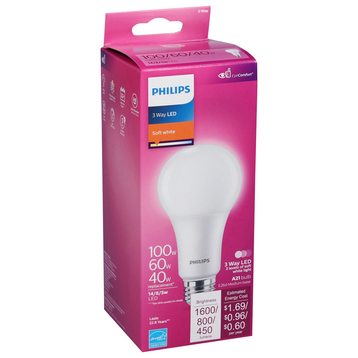 slide 9 of 9, Philips 3 Way LED Soft White Light Bulbs 1 ea, 1 ct