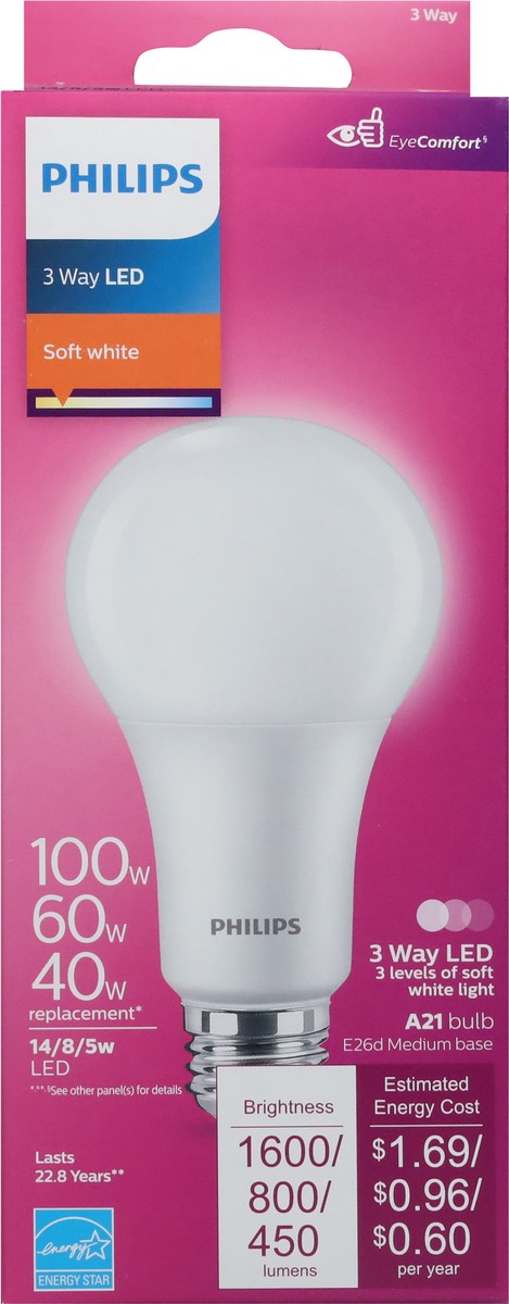 slide 6 of 9, Philips 3 Way LED Soft White Light Bulbs 1 ea, 1 ct
