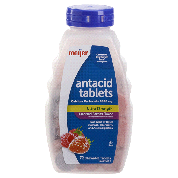 slide 1 of 5, Meijer Antacid Tablets Ultra Strength Assorted Berry, 72 ct