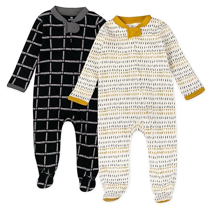 slide 1 of 3, The Honest Company Newborn Pencil Dash Sleep & Plays - Yellow/Grey, 2 ct