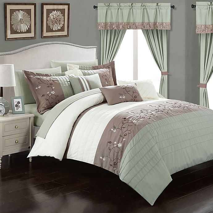 slide 1 of 9, Chic Home Sona Queen Comforter Set - Sage, 20 ct