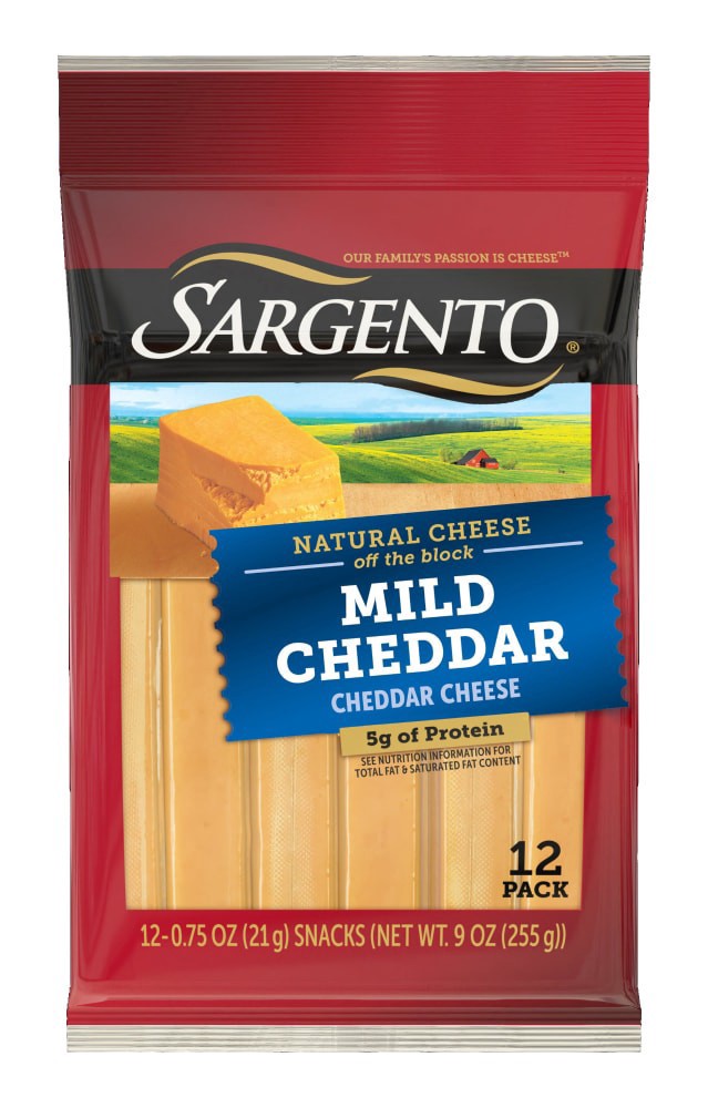 slide 3 of 5, Sargento Mild Cheddar Cheese Sticks, 12-Count, 9 oz, 9 oz