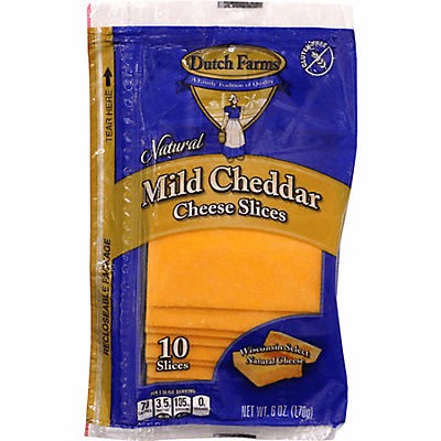 slide 1 of 1, Dutch Farms Mild Cheddar Single Slice, 6 oz