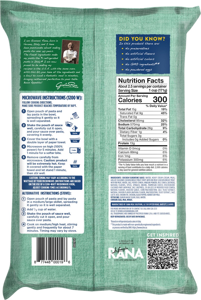 slide 3 of 6, Rana Fettuccine Chicken Florentine, 16 oz