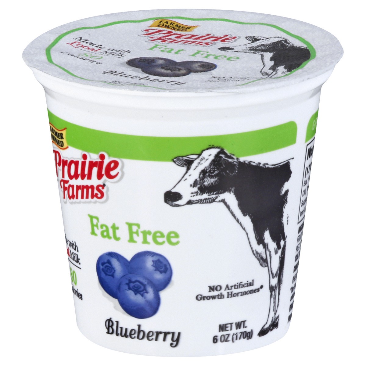 slide 2 of 12, Prairie Farms Fat Free Blended Blueberry Yogurt 6 oz, 6 oz