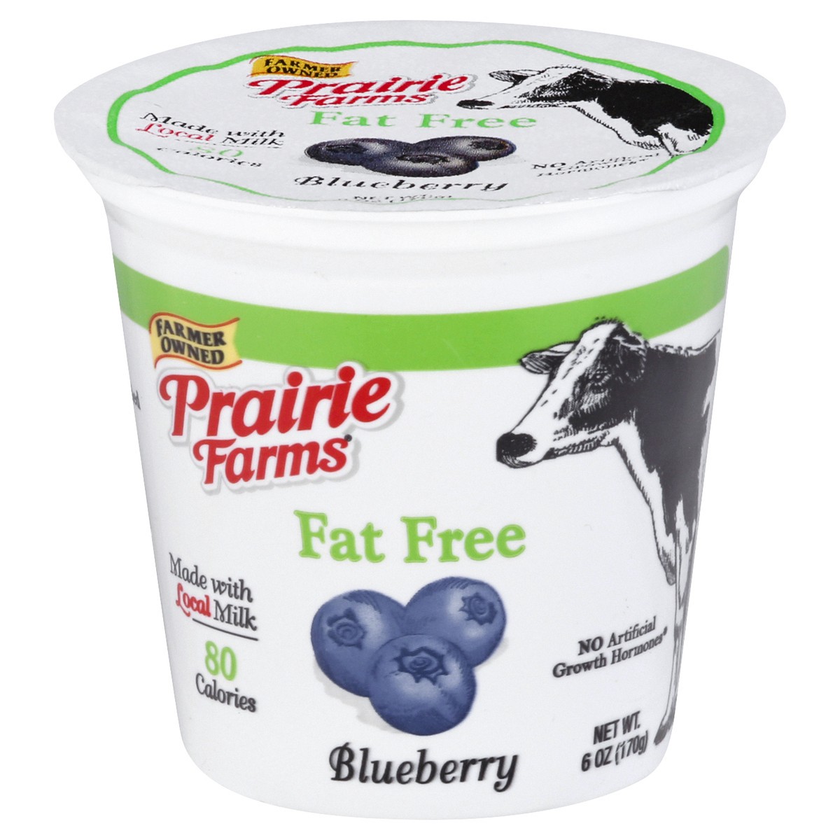 slide 1 of 12, Prairie Farms Fat Free Blended Blueberry Yogurt 6 oz, 6 oz