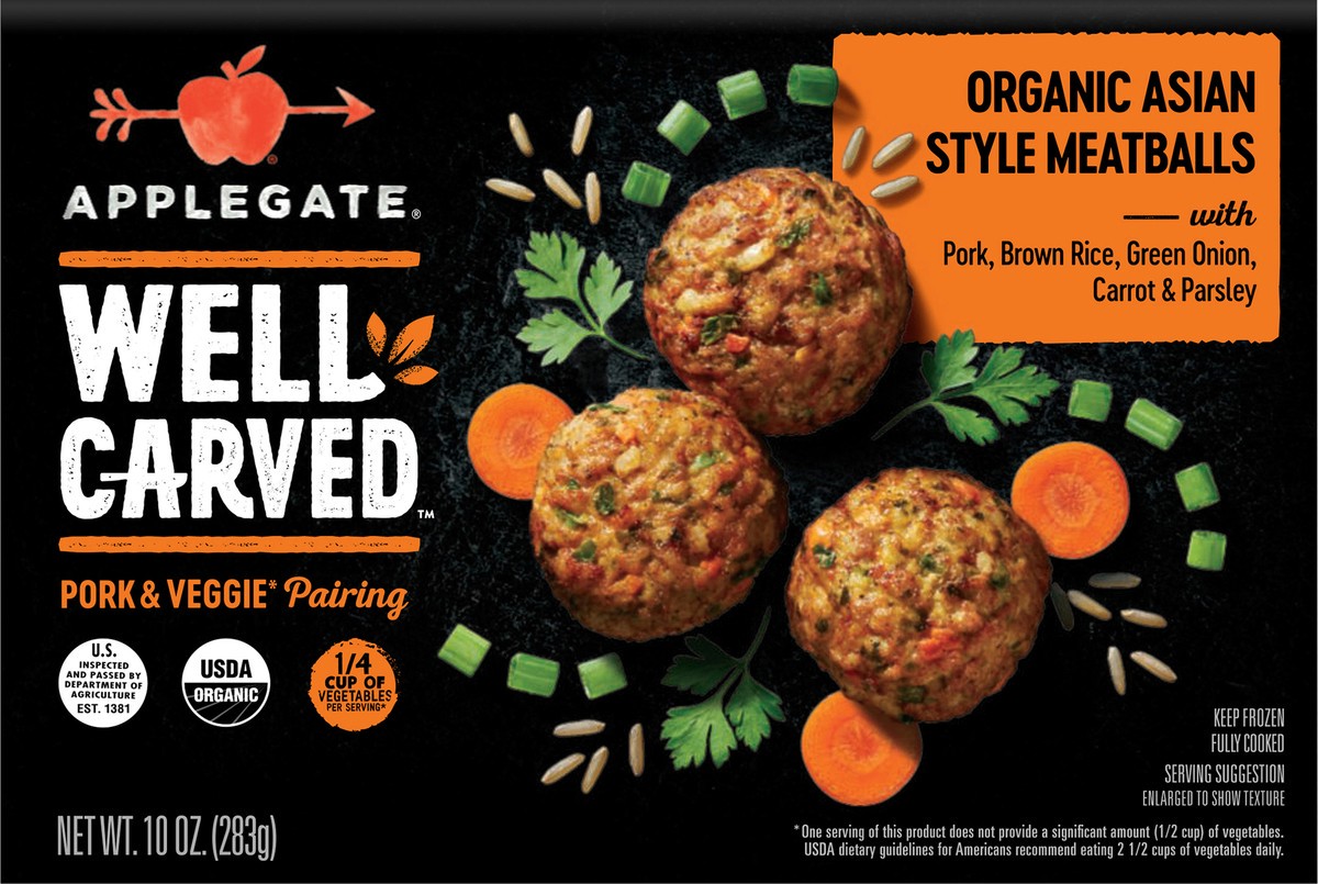 slide 7 of 9, Applegate Meatballs, 10 oz