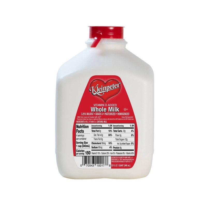 slide 1 of 3, Kleinpeter Whole Milk - 32 fl oz, 32 fl oz